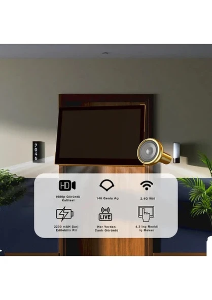 EZVIZ HP2, 1080P 2MP, Canlı Görüntü İzleme, 4.3" Ekranlı, Kablosuz Wi-Fi'li Kapı Görüntüleyicisi ürün görseli 1