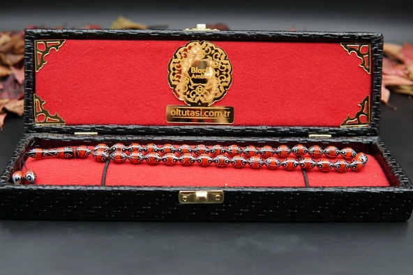 12'li Uçlu Kapsül Oltu Taşı Tesbih st000153 - Resim 9