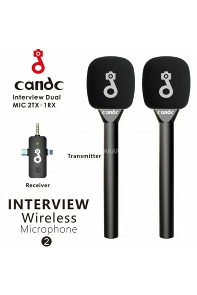 Çift Mikrofonlu Profosyonel Kablosuz Yüksek Kaliteli Ses Kaydı Röportaj Mikrofonu - Resim 2