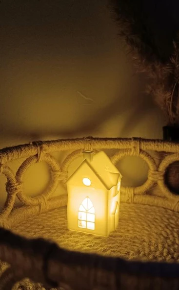 Kış Evi Mumluk Noel Yılbaşı Süsü Dekoratif Biblo Tealight Mumluk Seti Mum Dahildir - Resim 5