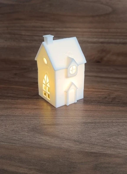 Kış Evi Mumluk Noel Yılbaşı Süsü Dekoratif Biblo Tealight Mumluk Seti Mum Dahildir - Resim 6