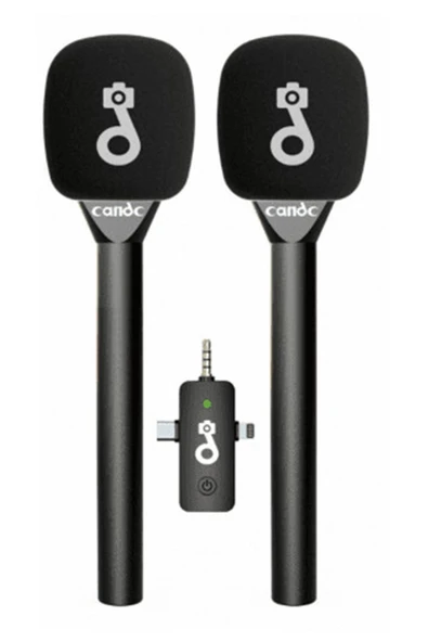 Çift Mikrofonlu Profosyonel Kablosuz Yüksek Kaliteli Ses Kaydı Röportaj Mikrofonu - Resim 3