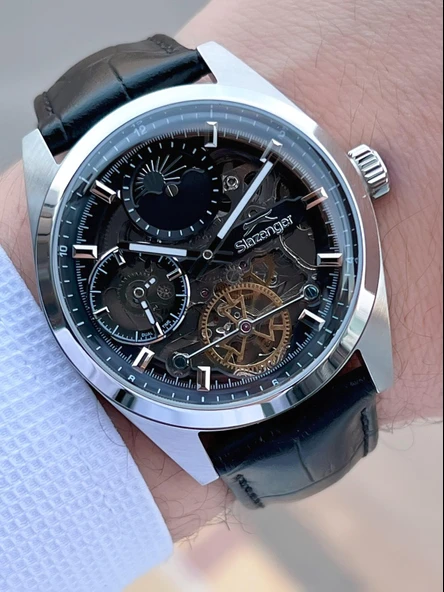 Slazenger Otomatik Seri Mehtap Ve Güneş Kadranlı İtalyan Bileklik Hediyeli Erkek Kol Saat ESL.2559.1 - Resim 2