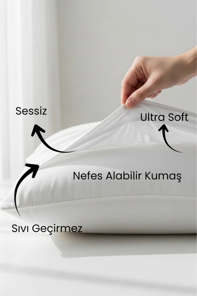 Sıvı Geçirmez Microfiber Yastık Alezi  Su Geçirmez Yastık Koruyucu 50x70 cm ürün görseli 1
