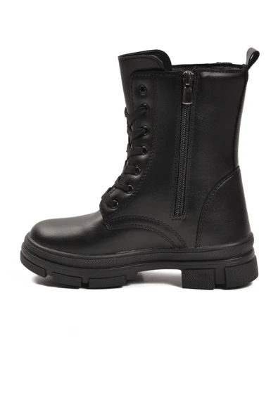 Ayakmod Siyah Cilt İçi Polarlı Kaymaz Taban Kız Çocuk Bot G-1001 F Frmr - Resim 4