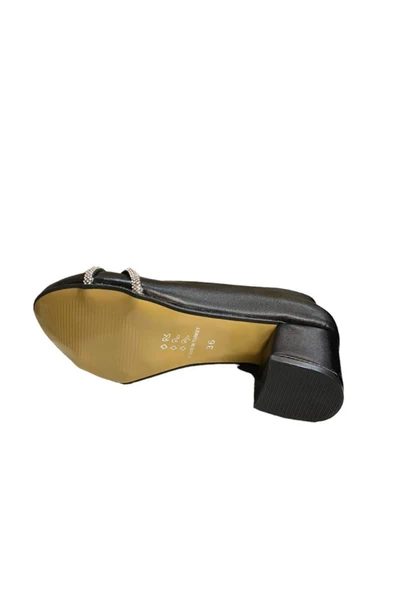 Abiye Kalın Kısa Topuklu Taşlı Kadın Ayakkabı - Resim 5