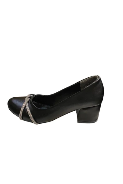 Abiye Kalın Kısa Topuklu Taşlı Kadın Ayakkabı - Resim 4