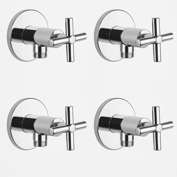 4'LÜ Taharet Musluğu Artı kullanım   Pirinç Gövde, AÇ-KAPA kullanım ürün görseli 1