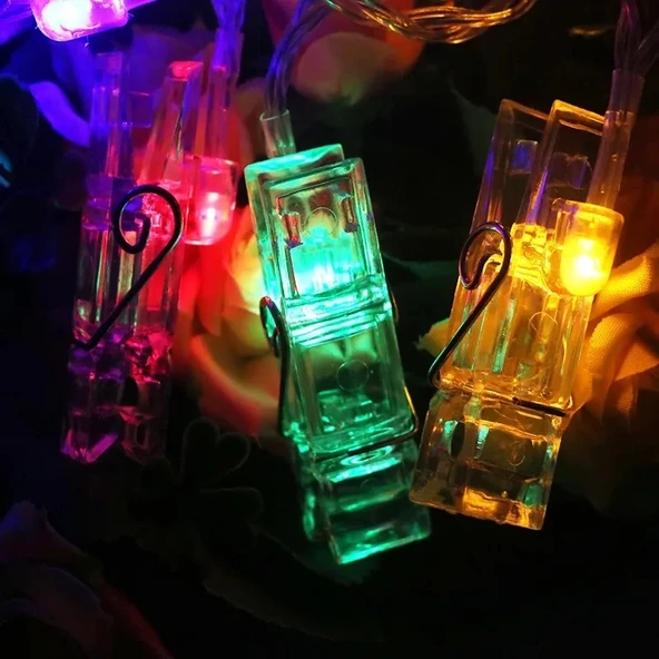 Greyder Gd972 Şerit Pilli Aydınlatma 2 Metre 10 Adet Rgb Mandal Led - Resim 2