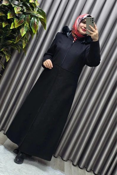 Kadın Giyim Kapşonlu Tam Boy Mevlana Kaşe - Resim 4