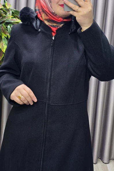 Kadın Giyim Kapşonlu Tam Boy Mevlana Kaşe - Resim 5