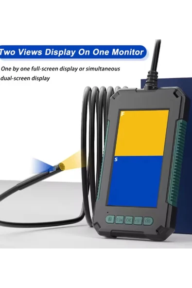 Ekranlı Çift Kameralı 10 Mt Hafıza Kart Destekli Sert Kablo Yılan Endoskop Kamera 5.5 Mm 4.3 Inc - Resim 3