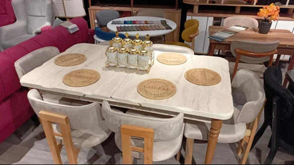 Kelebek Açılabilir Glass / Parlak Masa (80x130 cm) - Resim 7