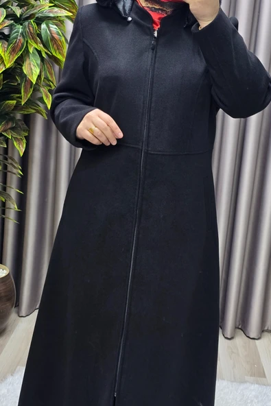 Kadın Giyim Kapşonlu Tam Boy Mevlana Kaşe - Resim 6
