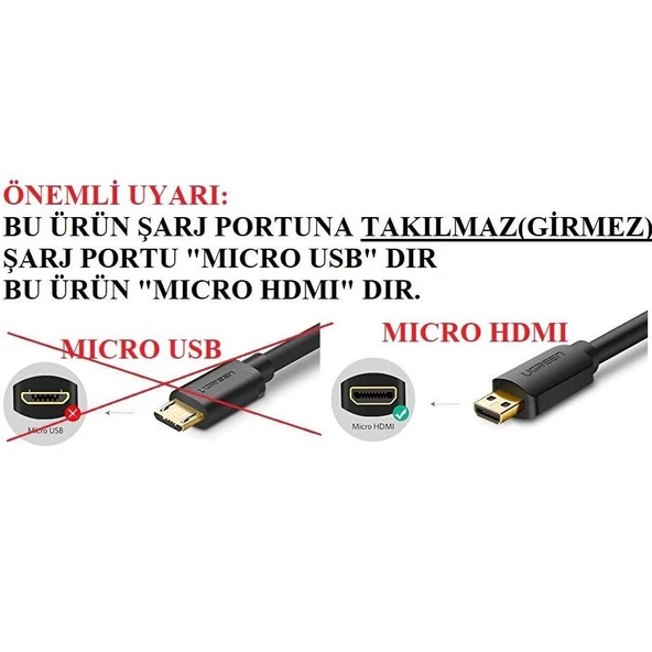 Micro Hdmi To Hdmi Çevirici Mikro Dönüştürücü Adaptör Tv Kablosu Tablet/Laptop - Resim 2