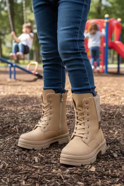 Ayakmod Nut İçi Polarlı Kaymaz Taban Kız Çocuk Bot G-1001 F Frmr - Resim 3