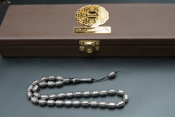 12'li Uçlu Kapsül Oltu Taşı Tesbih st000153 - Resim 8