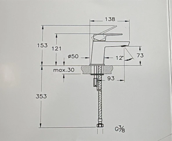 Eczacıbaşı Punto+ 201 Lavabo Bataryası A43741 - Resim 2