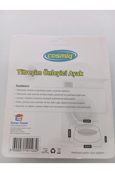 Cosmiq Beyaz Çamaşırmakinesi Titreşim Önleyici Ayak - Resim 2