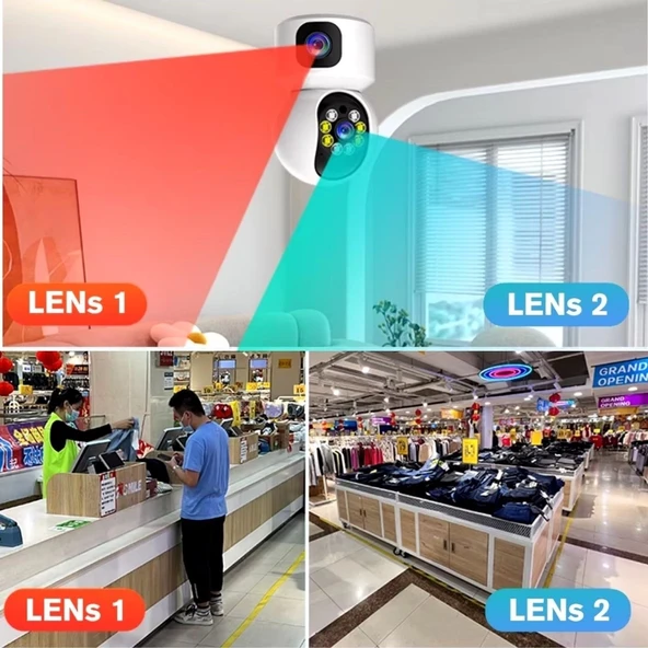 Çift Kameralı Wifi Bağlantılı Gece Görüşlü Ev Tipi Güvenlik Kamerası Yosee - Resim 3