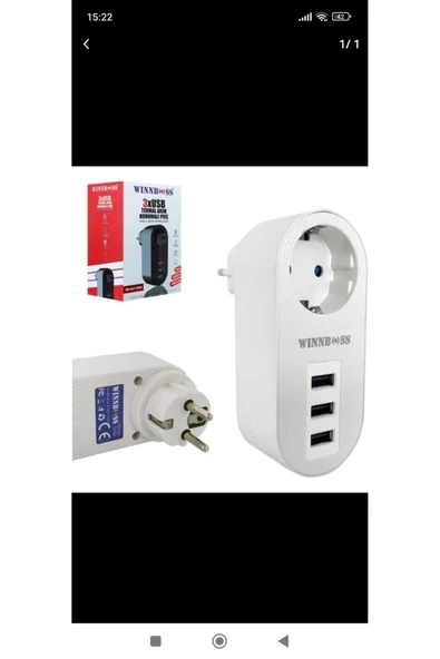 Winboss Siyah Usbli Akım Korumalı Priz ürün görseli 1