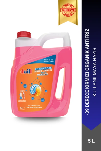 -39 / -40 Derece Hazır Karışım 5 Litre Kırmızı Organik Antifriz - G12 (Üretim Yılı: 2025) - Resim 3
