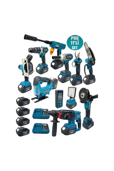 Butols 11’Li Şarjlı Matkap Vidalama Seti Kömürsüz Motor Lazer Metreli 2X Şarj Cihazi ürün görseli 1