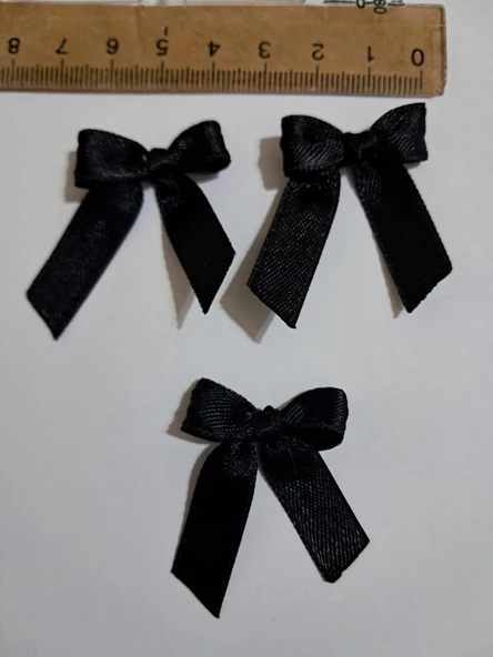 Pratikbox Mini Fiyonk / Saten 1cm'lik / Hediyelik / Süsleme / Siyah Renk / 50 Adet - Resim 2