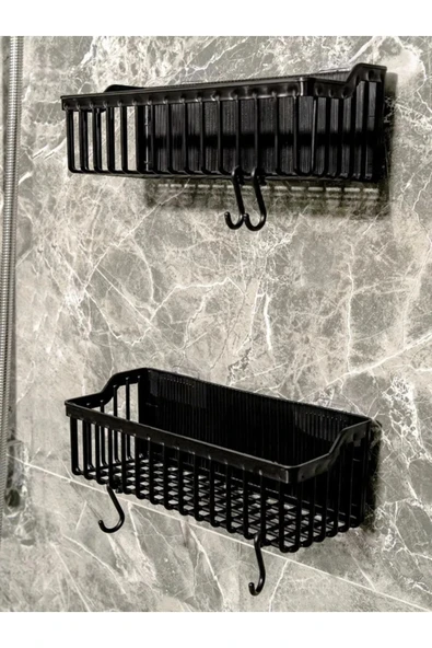 GenelTedarik 2 Li Plastik Yapışkanlı Askılı Mutfak- Banyo Rafı Düzenleyici Duş Şampuanlık ÇOK AMAÇLI ürün görseli 1