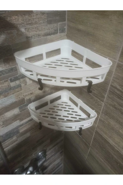 GenelTedarik Beyaz Yapışkanlı Duş Bayo Mutfak Köşe Sabunluğu Takım - Resim 2