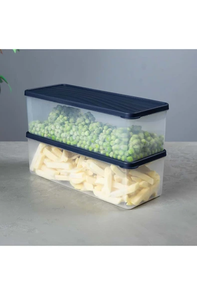 GenelTedarik Derin Dondurucu Saklama Kabı – Kapaklı – Şeffaf, BPA’sız, Sızdırmaz 2L lacivert - Resim 2