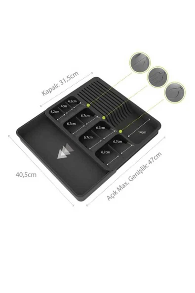 GenelTedarik Genişleyebilir Bıçaklık Kaşıklık Çekmece Içi Kaşık çatal bıçaklık Çekmece içi açılır kapanır - Resim 3