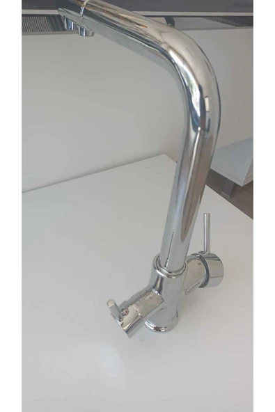 EUROMİX 3 Yollu Çift Akışlı Mutfak Eviye Bataryası Su Arıtma Bağlantılı Dual Arıtmalı Batarya - Resim 4