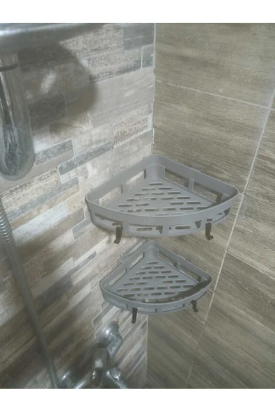 GenelTedarik Gri Yapışkanlı Duş Banyo Mutfak Köşesi Sabunluğu Takım - Resim 3