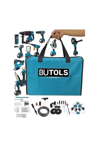 Butols 11’Li Şarjlı Matkap Vidalama Seti Kömürsüz Motor Lazer Metreli 2X Şarj Cihazi - Resim 3