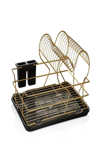 GenelTedarik Çok Renkli Iki Katlı Bulaşık Tabaklık Kalp Gold - Resim 2