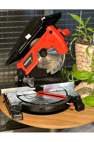 Maxstar PROFOSYONEL TABLALI GÖNYE KESME TESTERE 45 AÇILI YATAR DİKEY 210 TEPSİ BIÇAK ÇAPI 1200 W - Resim 4