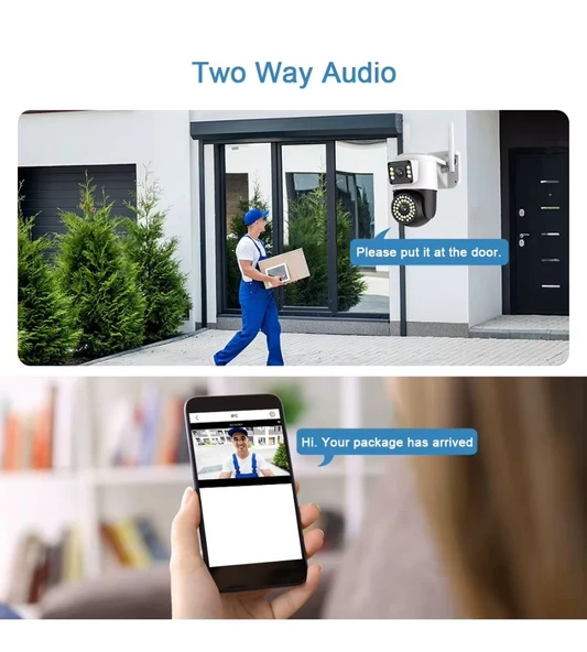 32 Gb Hafıza Kartlı 4mp Yoosee Çift Lens Ip Kamera - Wıfı Otomatik İzleme, Su Geçirmez Kablosuz Güvenlik Ev Kamerası, Renkli Gece Görüş - Resim 7