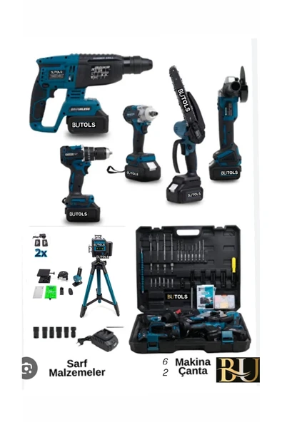 Butols 6 ’Lİ SET MATKAP LAZER TAKIMI HİLTİ MATKAP SPRAL TAŞLAMA VİDALAMA SOMUN SIKMA DAL BUDAMA TESTERE ürün görseli 1