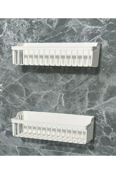 GenelTedarik 2Lİ YAPIŞKANLI RAF BANYO MUTFAK DÜZENLEYİCİ ORGANİZER ÇOK AMAÇLI RAFLAR ürün görseli 1
