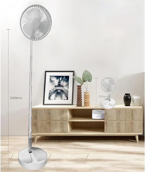 Teleskopik Fan Vantilatör 4 Modlu Şarjlı Katlanabilir Yükseltilebilir Taşınabilir Serinletici Portatif Masa Vantilatörü - Resim 4