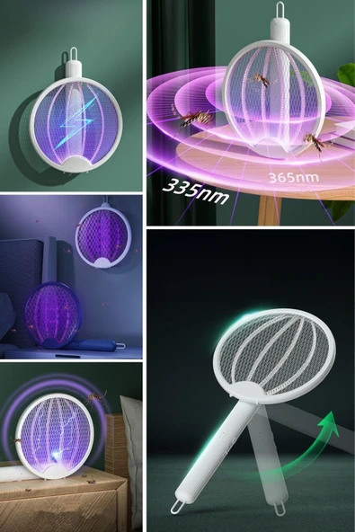 Asılabilen Ve Masaüstü Olabilen 2w Sinek Öldürücü Mor Işıklı Raket - Resim 8