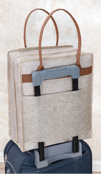 Deri Kulplu Ayakkabı Seyahat Çantası 04263 - Resim 5