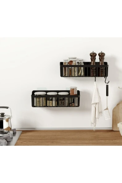 GenelTedarik 2 Li Plastik Yapışkanlı Askılı Mutfak- Banyo Rafı Düzenleyici Duş Şampuanlık ÇOK AMAÇLI - Resim 2