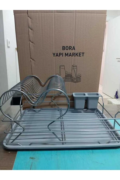 GenelTedarik BULAŞIKLIK TABAKLIK BARDAKLIK KALPLİ KROM 2KATLI SÜRGÜ HAZNELİ - Resim 4