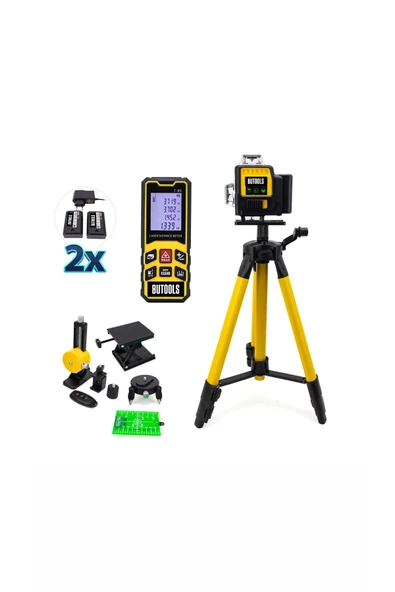 Butols 3 EKSEN 12 ÇİZGİ X2 LAZER METRE YATAY DİKEY GÖNYE 360 D GÖNYE LAZER TRIPOD AYAKLI ŞARZLI ürün görseli 1