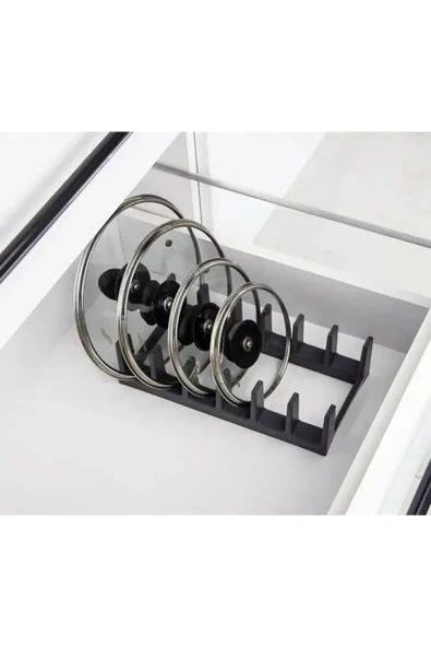 GenelTedarik Tencere Kapağı Organizeri - 6 Bölmeli Tencere Kapak Rafı - Resim 3