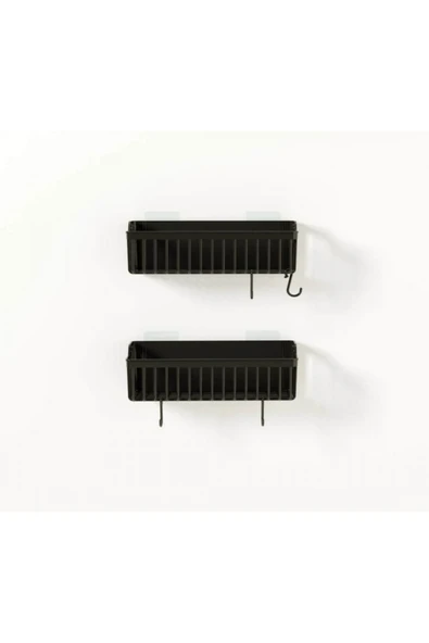 GenelTedarik 2 Li Plastik Yapışkanlı Askılı Mutfak- Banyo Rafı Düzenleyici Duş Şampuanlık ÇOK AMAÇLI - Resim 5