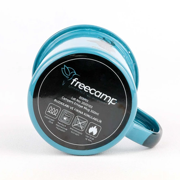 FreeCamp Campers Emaye Mug 350ml-MAVİ - Resim 4