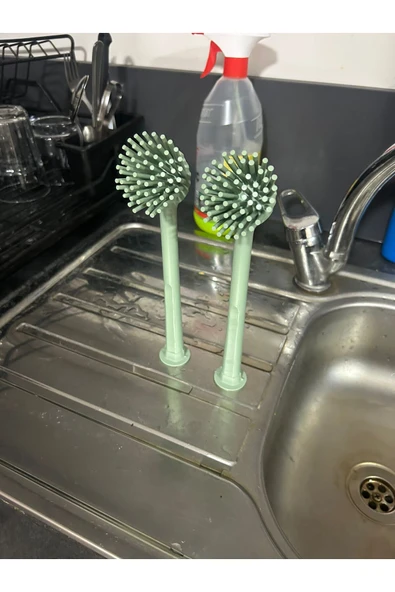 GenelTedarik Vantuzlu Mutfak Banyo Tezgah Üstü Silikon Bulaşık Yıkama Lavabo Temizleme Mutfak Tezgah Fırçası ürün görseli 1